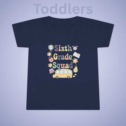 Sixth Grade Squad Retro Fun Kids Cotton T Shirt Back To School Toddler