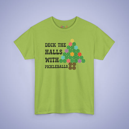 Deck the Halls with Pickleballs Christmas Tee Graphic Design T Shirt