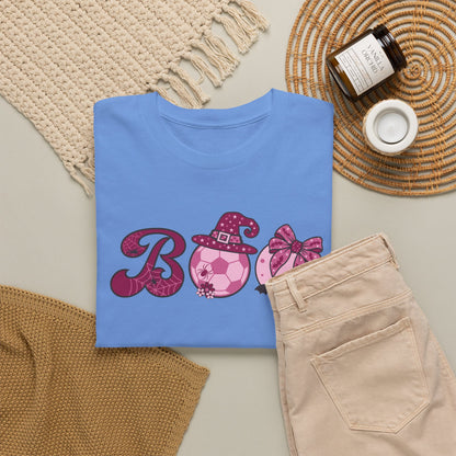Soccer BOO T-Shirt | Girly Coquette Halloween Design