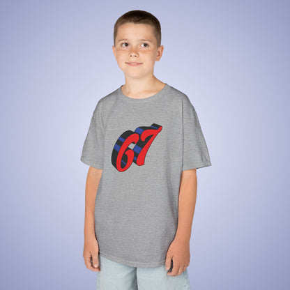 Red Word Art 67 Tee Fun Trending Kids Cotton T Shirt Six Seven Youth