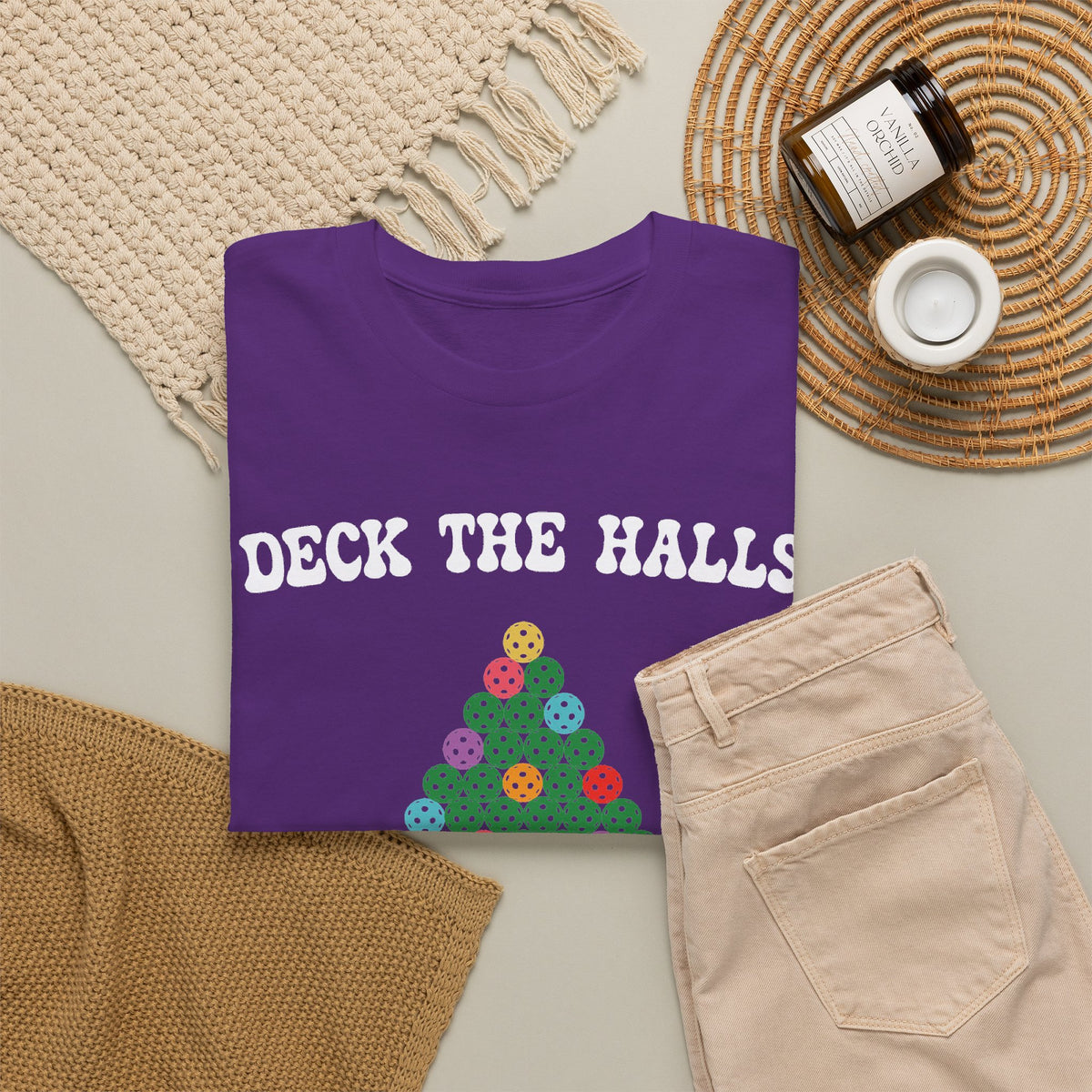Deck the Halls with Pickleballs T-Shirt | Christmas Pickleball T-Shirt Green Version