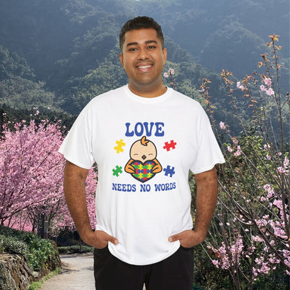 Chicken Puzzle Heart Graphic Love Needs No Words Autism Awareness Unisex T Shirt