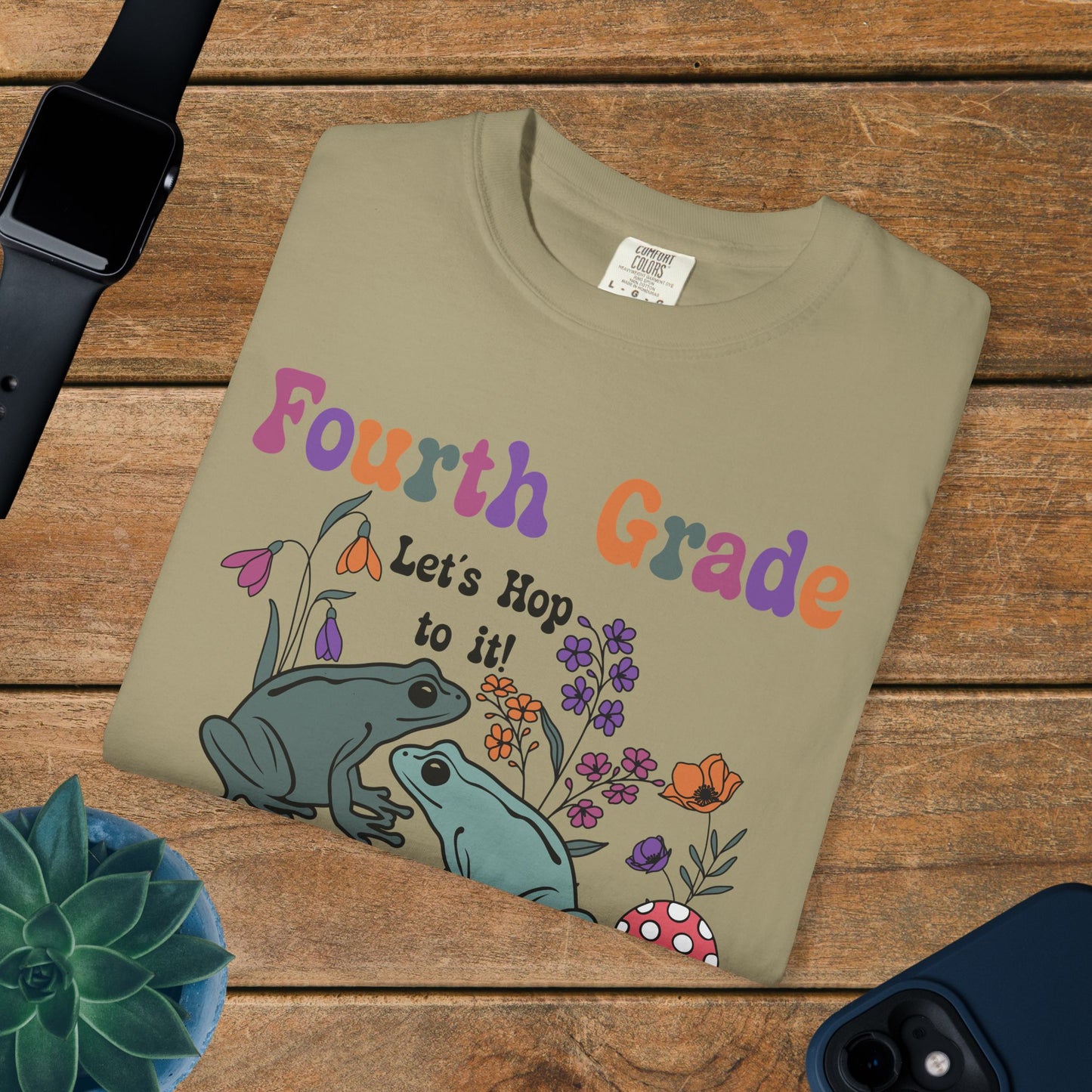 Fourth Grade Lets Hop To It Teacher T Shirt Frogs Comfort Colors Unisex Back to School