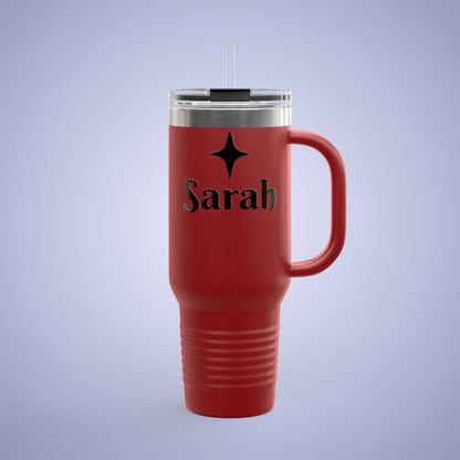 Personalized Insulated Travel Mug - 40oz, Custom Name Mug for Coffee Lovers Red