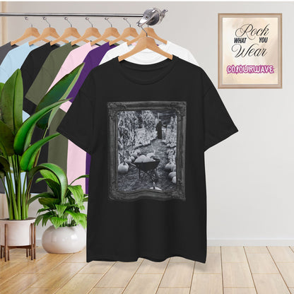 A Reaper in the Pumpkin Patch Spooky Halloween T-Shirt | Photographic Design