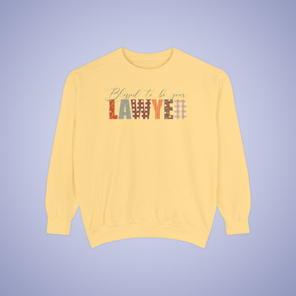 Blessed to be Your Lawyer White Thanksgiving Patterned Word Art Comfort Sweatshirt Unisex