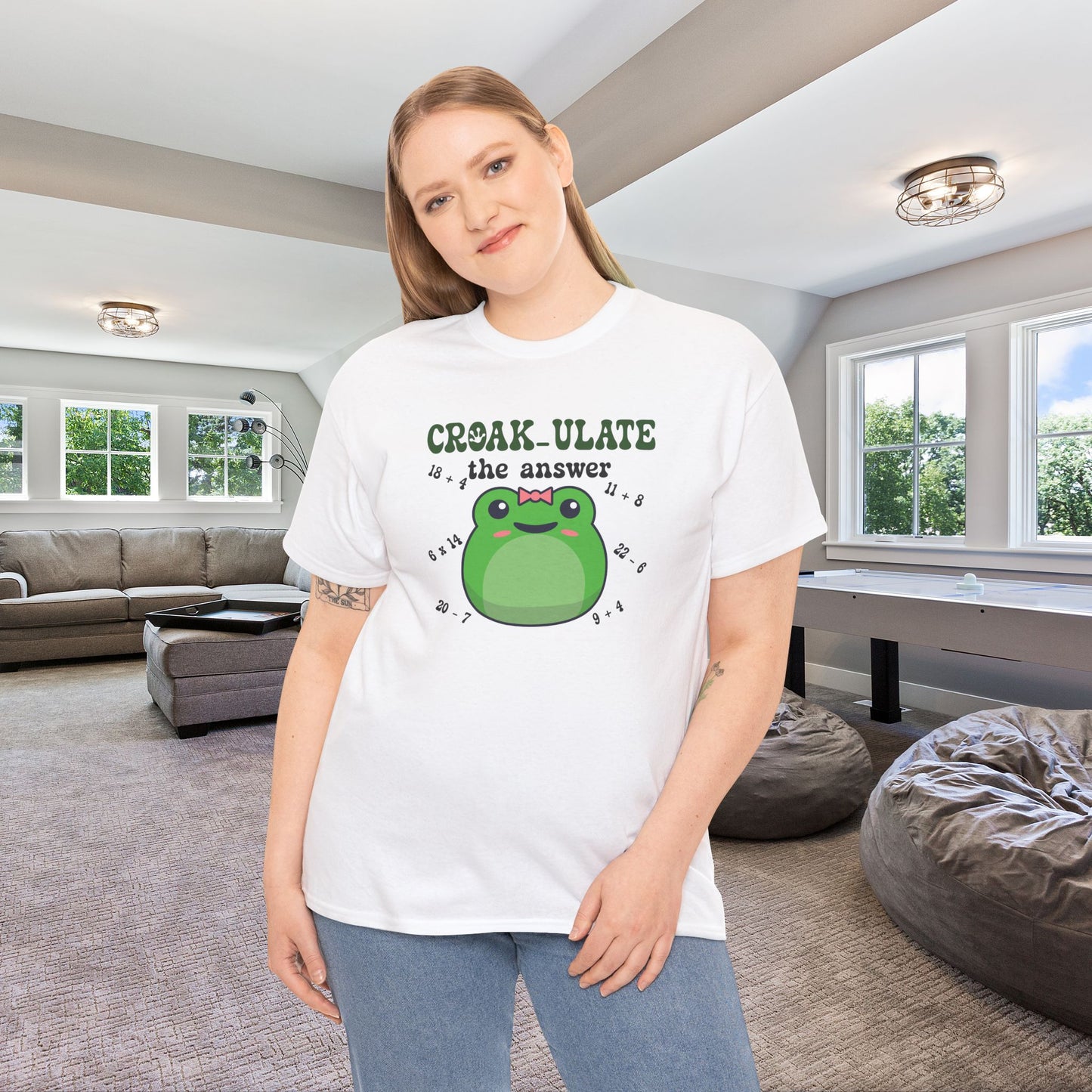 Croak-Ulate the Answer Graphic Tee Frog Lover Funny Maths Unisex T Shirt