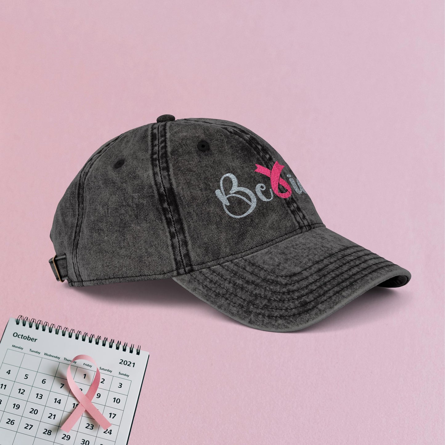 Believe Embroidered Breast Cancer Awareness Unisex Distressed Cap Gift Black
