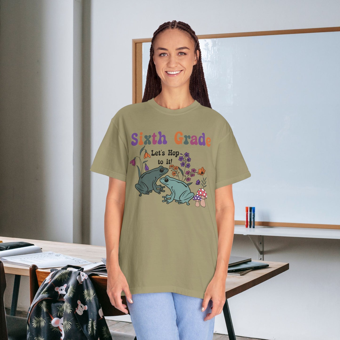 Sixth Grade Lets Hop To It Teacher T Shirt Frogs Comfort Colors Unisex Back to School