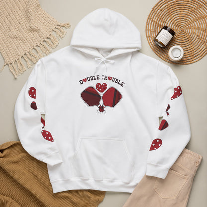 Double Trouble Pickleball Hoodie | Couple Matching Pickleball Lover Gift Light Crimson Version