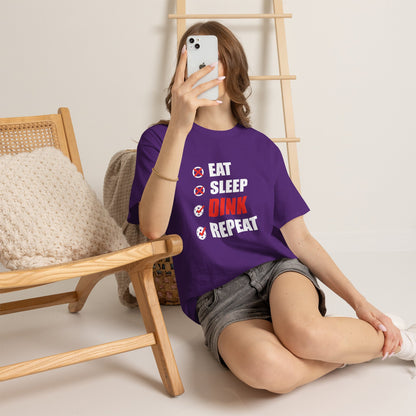 Eat Sleep Dink Repeat Funny Pickleball T Shirt White Text Design