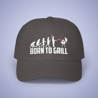 Born to Grill Embroidered Classic Dad Cap Unisex White Embroidery Gift