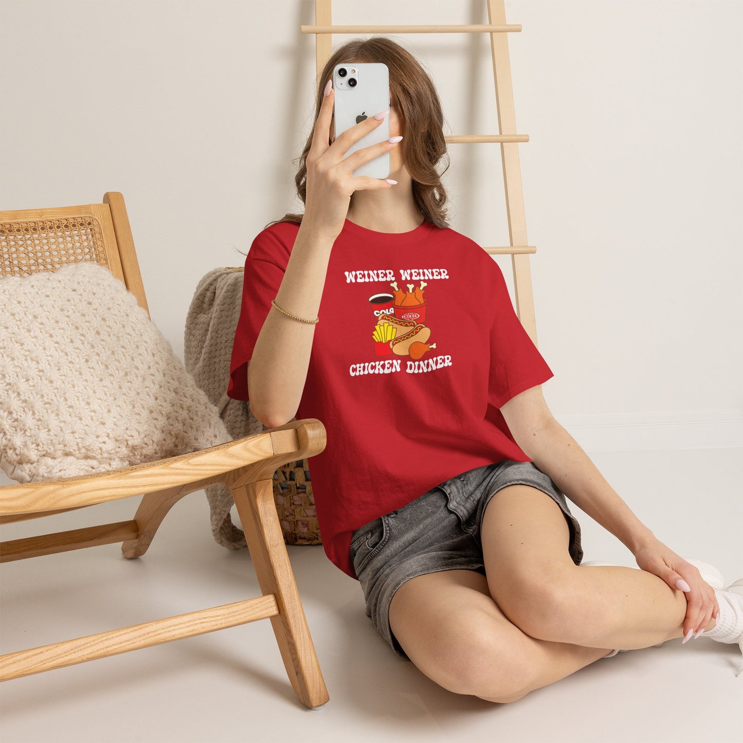 Weiner Weiner Chicken Dinner Funny Hot Dog T-Shirt | Hot Dog Lover Gift White