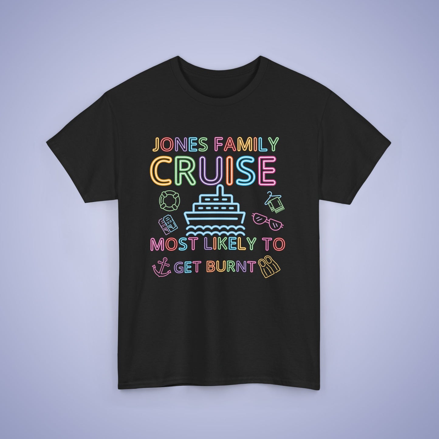 Family Funny Cruise MATCHING Neon Personalized Most Likely To Get Burnt T Shirt Unisex