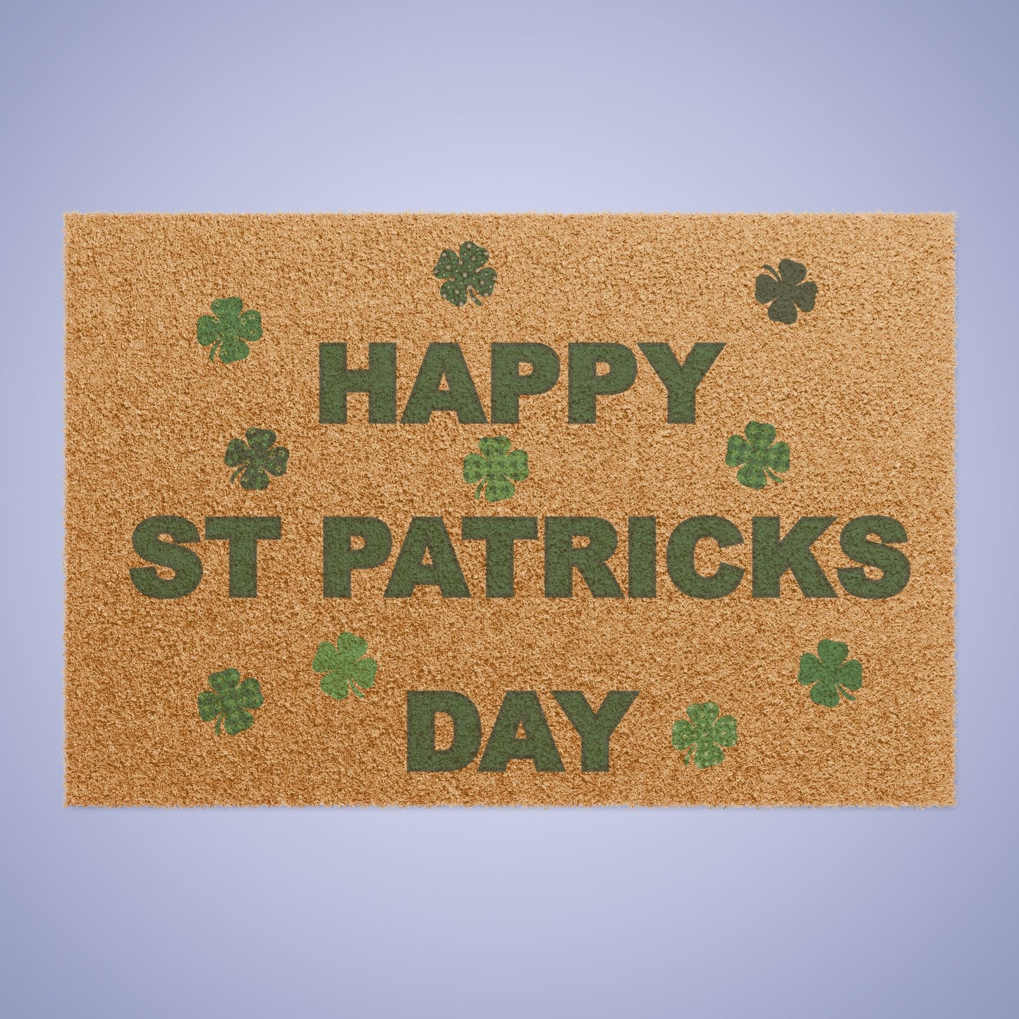 Happy St. Patrick's Day Doormat - Festive Green Clover Welcome Mat