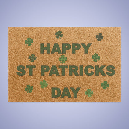 Happy St. Patrick's Day Doormat - Festive Green Clover Welcome Mat