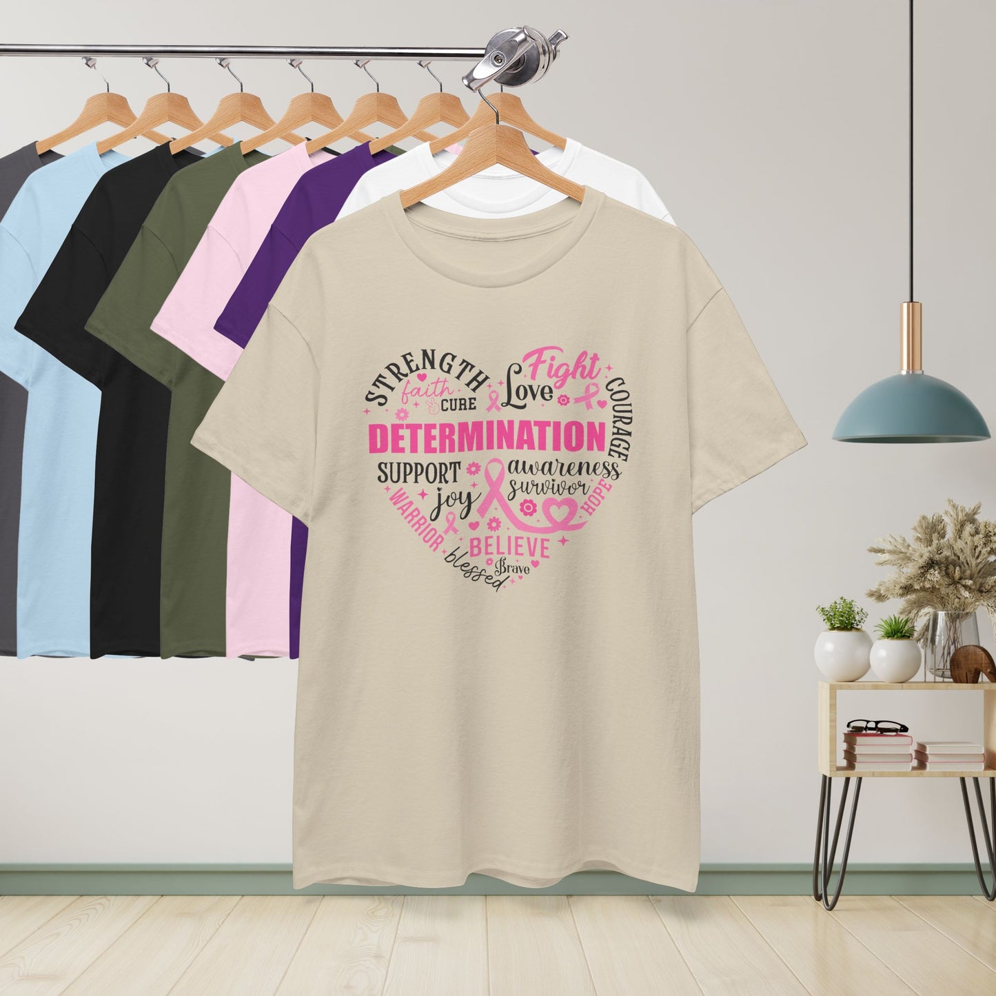Heart Full of Fight Support Love Courage and Cure Breast Cancer Awareness Unisex T Shirt