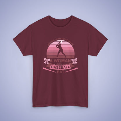Don't Under Estimate a Women with a Baseball Bat Coquette Bow Pink Funny Unisex T Shirt