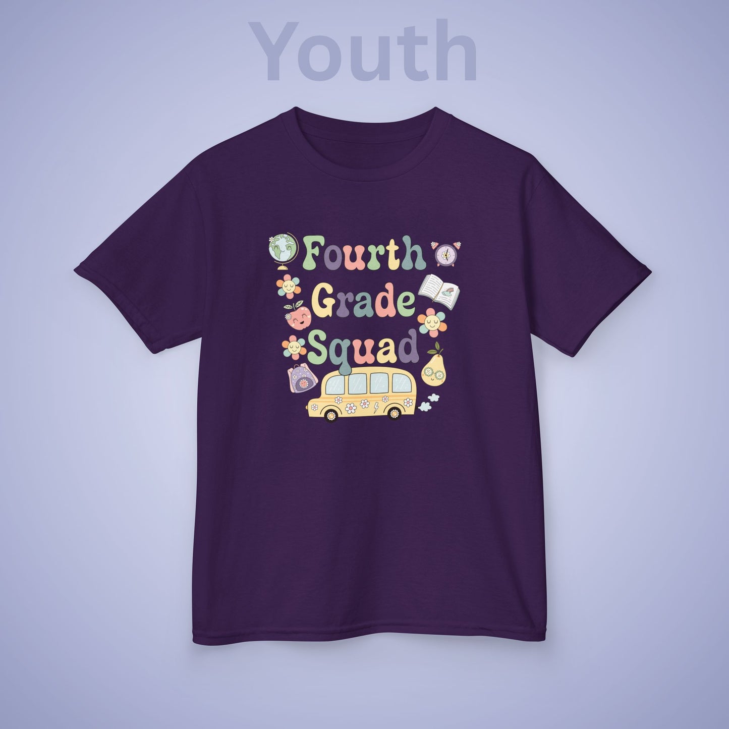 Fourth Grade Squad Retro Fun Kids Cotton T Shirt Back To School Youth