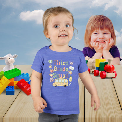 Third Grade Squad Fun Retro Kids Cotton T Shirt Back To School Toddler