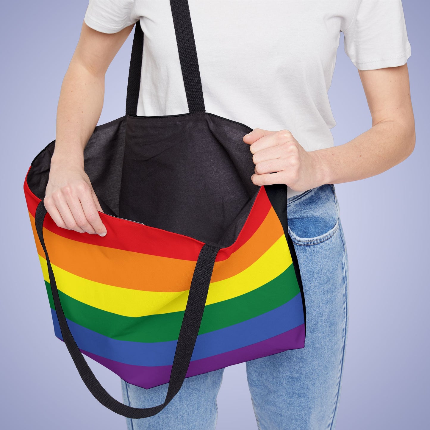 LGBT or LGBTQ Pride Month Weekender Large Beach Bag Tote Black