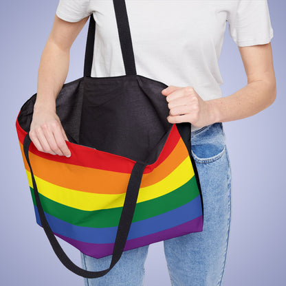LGBT or LGBTQ Pride Month Weekender Large Beach Bag Tote Black