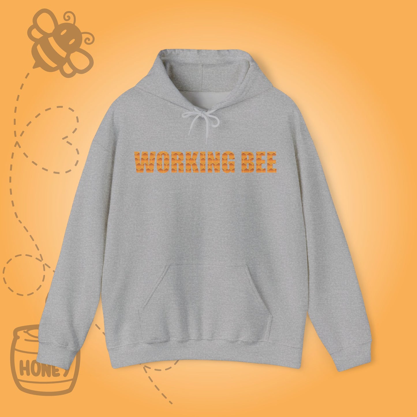 Working Bee Sweet As Honey Honeycomb Word Art Design Hoodie Sweatshirt