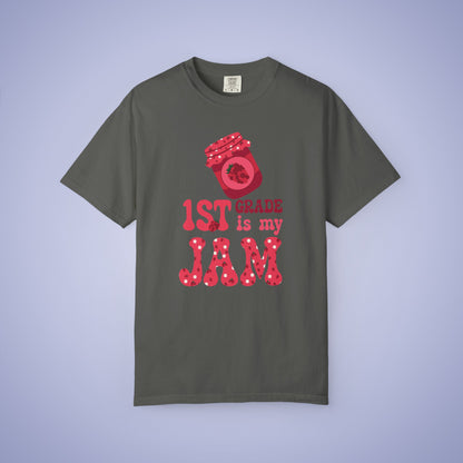 First Grade is my Jam Raspberry Teacher T Shirt Comfort Colors Unisex Back to School