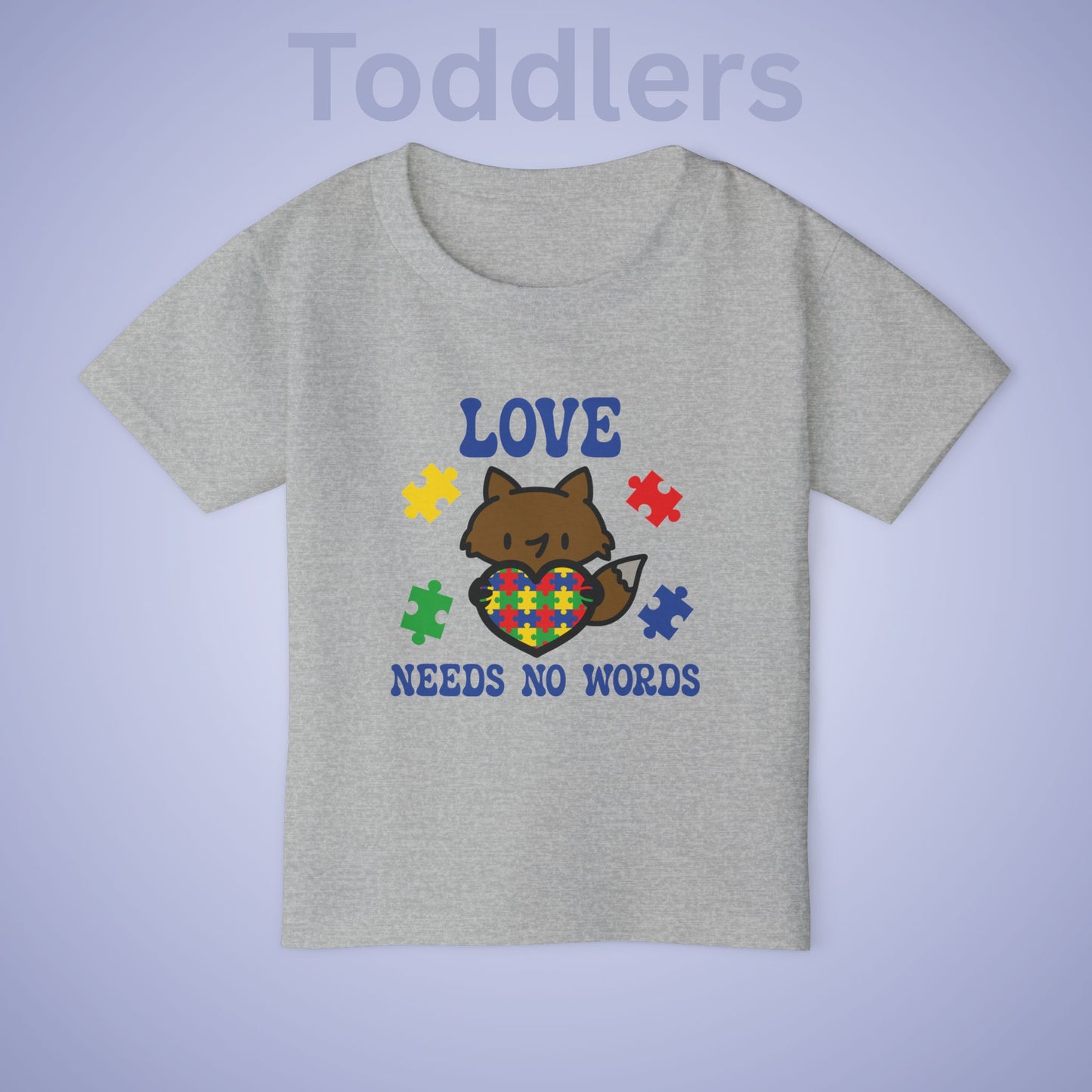Love Needs No Words Fox Graphic Autism Awareness Cotton Toddler T Shirt