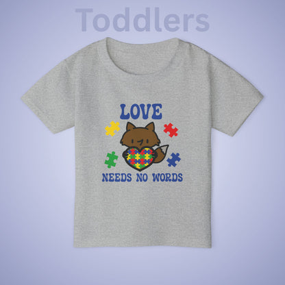 Love Needs No Words Fox Graphic Autism Awareness Cotton Toddler T Shirt