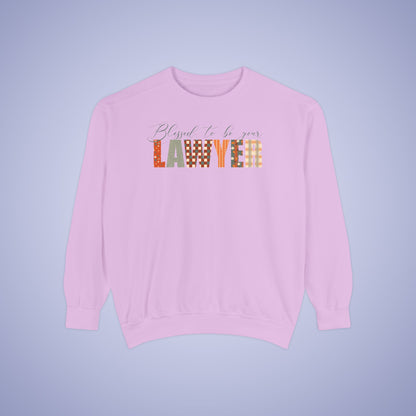Blessed to be Your Lawyer White Thanksgiving Patterned Word Art Comfort Sweatshirt Unisex