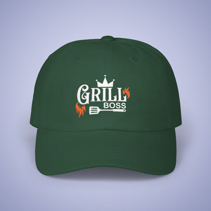 Grill Boss Embroidered Classic Dad Cap Unisex White Embroidery Gift