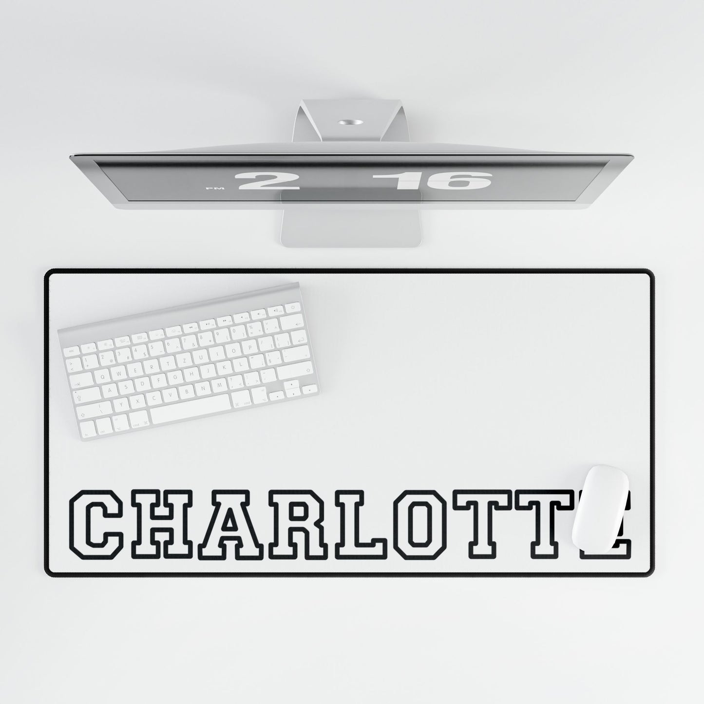 University Style Personalized Name Desk Mat White
