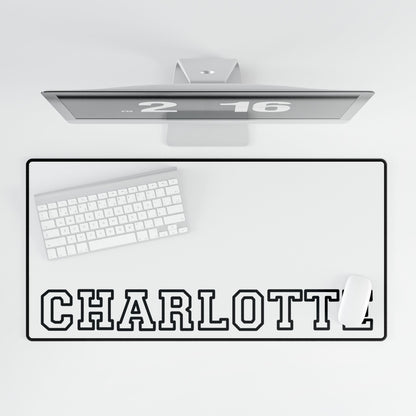 University Style Personalized Name Desk Mat White