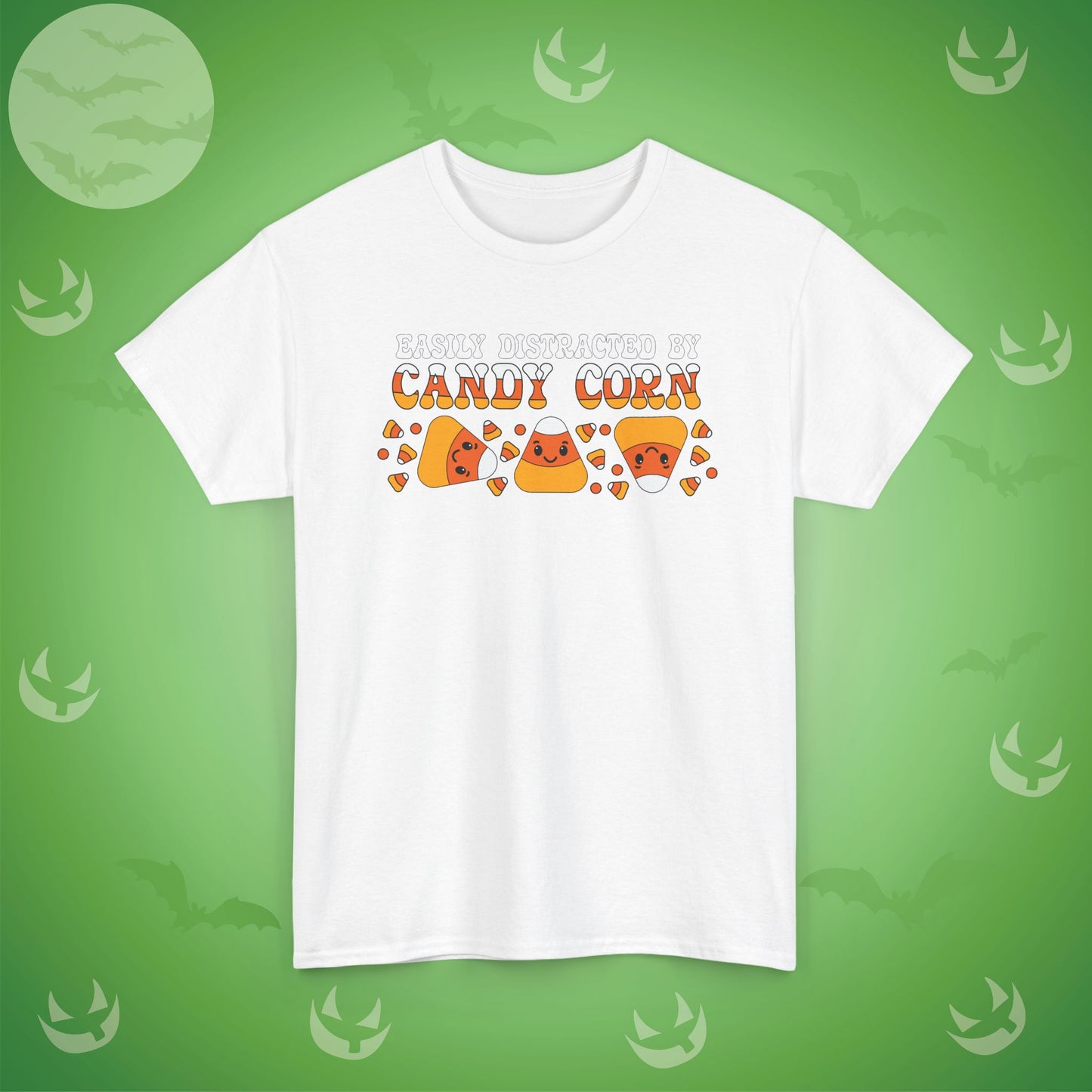 Easily Distracted by Candy Corn Halloween T-Shirt | Funny Graphic Design