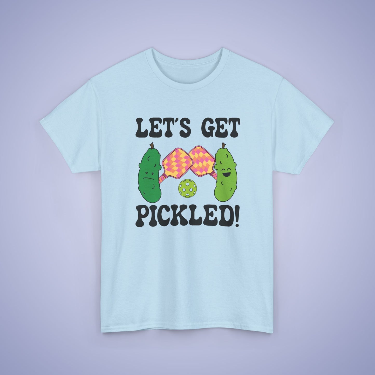 Lets Get Pickled Funny Alcohol Drinking Pickleball T Shirt Black Graphic Design
