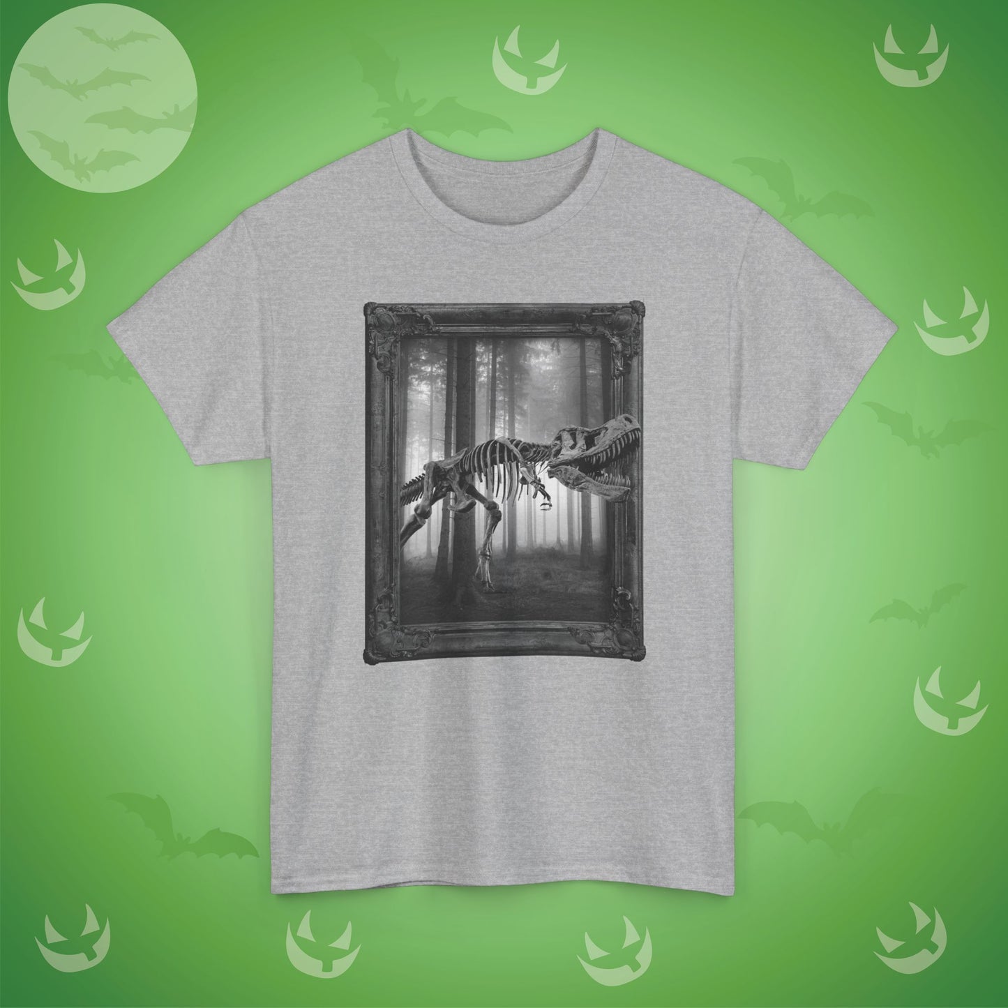Stalking Skeletal T-Rex Halloween T-Shirt | Dinosaur Photographic Design