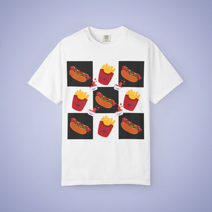 Hot Dog and Chips Lover Grid Art Comfort Colors T Shirt Unisex