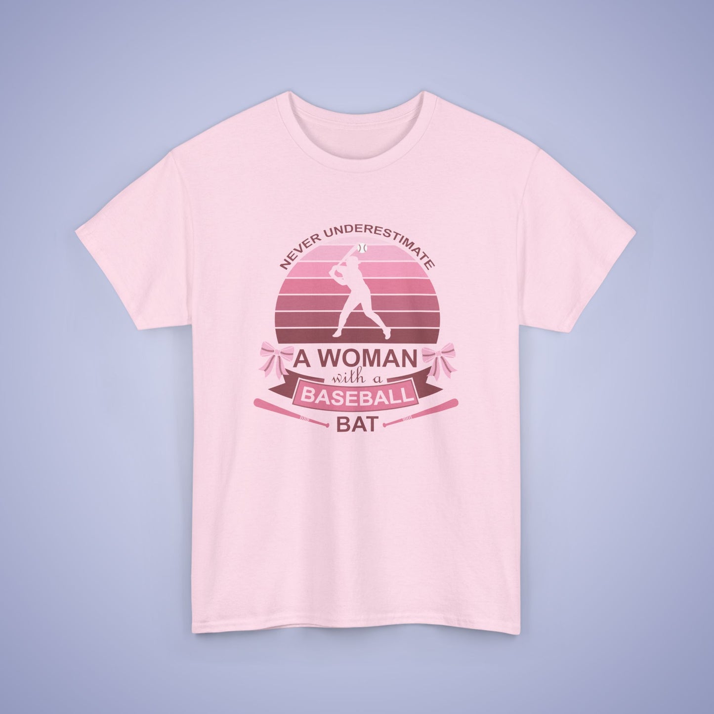 Don't Under Estimate a Women with a Baseball Bat Coquette Bow Pink Funny Unisex T Shirt