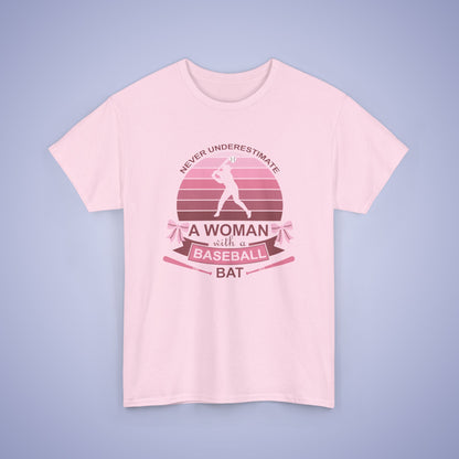 Don't Under Estimate a Women with a Baseball Bat Coquette Bow Pink Funny Unisex T Shirt