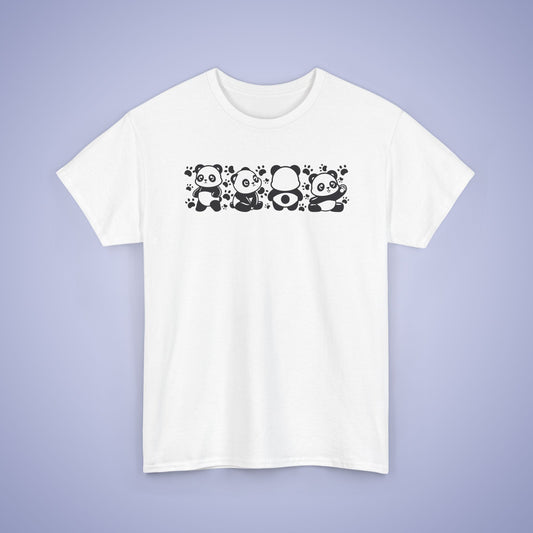 Panda's Paw Prints Two Tone Graphic Tee National Panda Day Unisex T Shirt