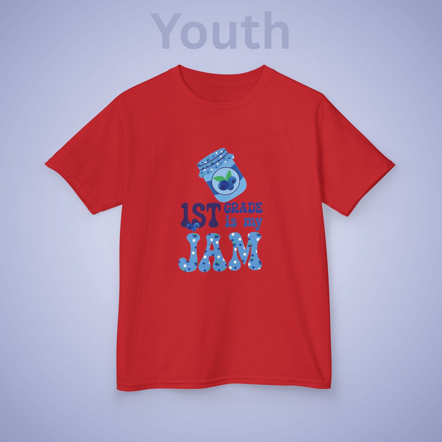 First Grade is my Jam Blueberry Kids Cotton T Shirt Back To School Youth