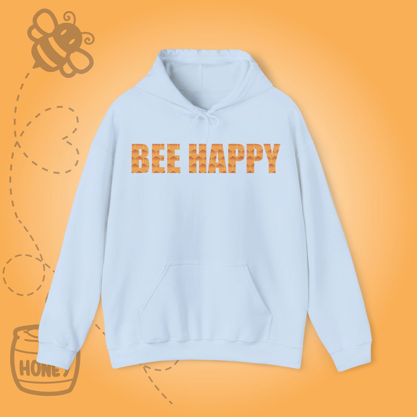 Bee Happy Sweet As Honey Honeycomb Word Art Design Hoodie Sweatshirt