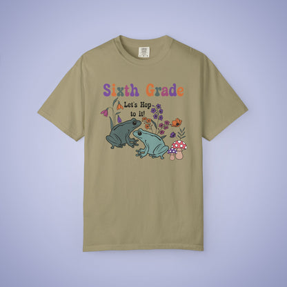 Sixth Grade Lets Hop To It Teacher T Shirt Frogs Comfort Colors Unisex Back to School