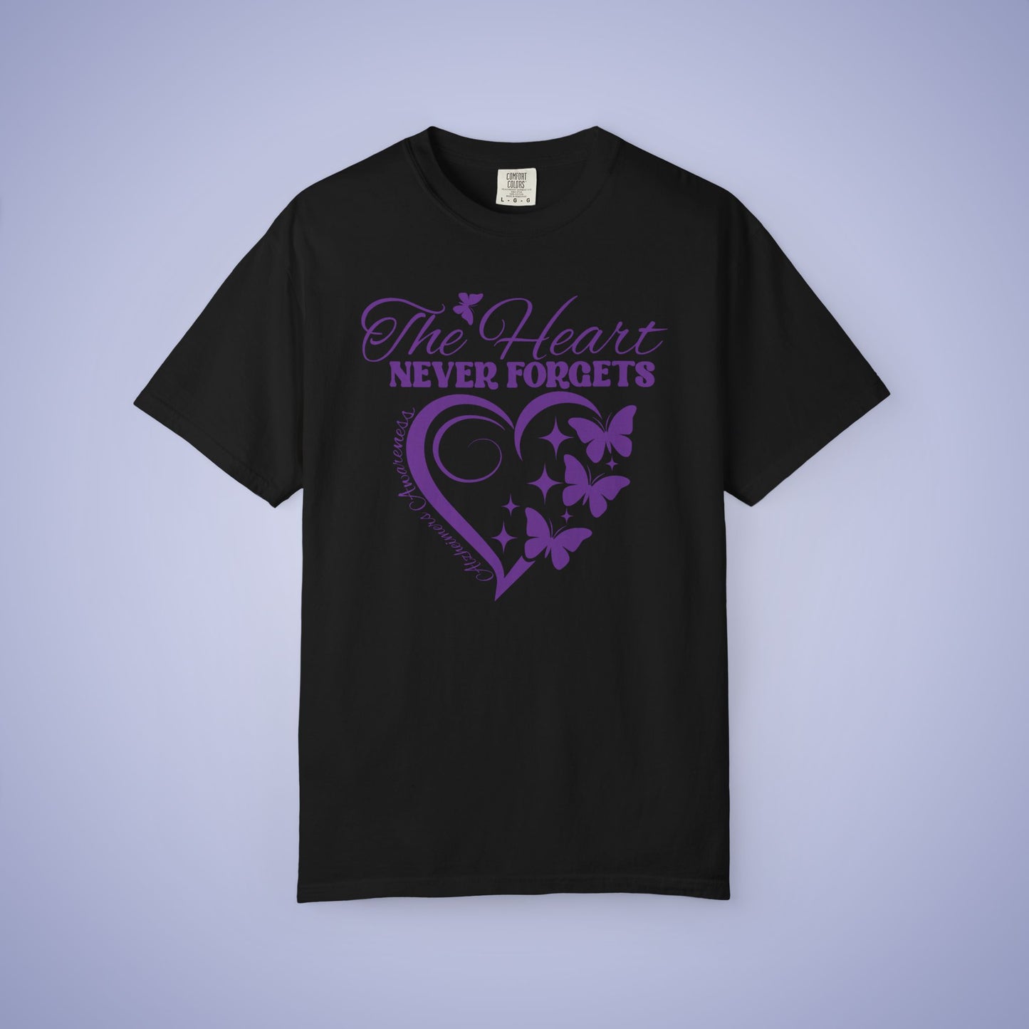 The Heart Never Forgets Alzheimers Awareness Comfort Colors T Shirt Unisex