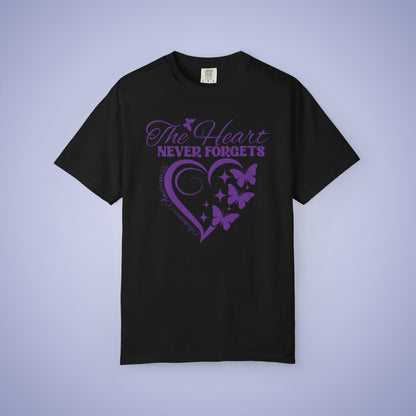 The Heart Never Forgets Alzheimers Awareness Comfort Colors T Shirt Unisex