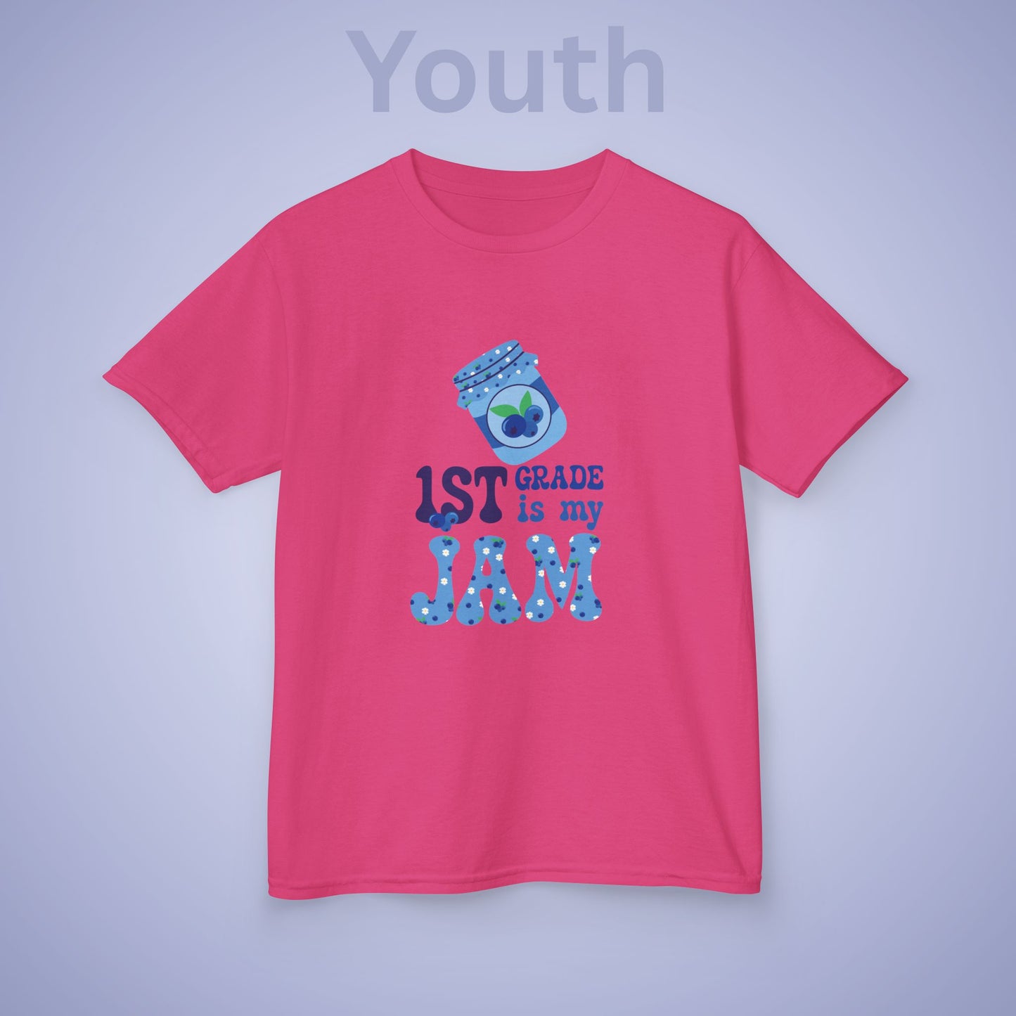 First Grade is my Jam Blueberry Kids Cotton T Shirt Back To School Youth