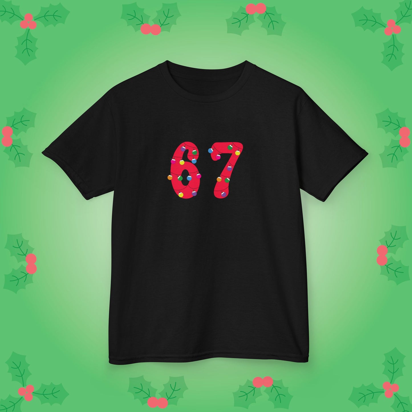 Christmas Lights Red 67 Tee Fun Trending Kids Cotton T Shirt Six Seven Youth