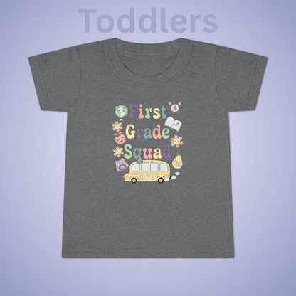 First Grade Squad Retro Fun Kids Cotton T Shirt Back To School Toddler