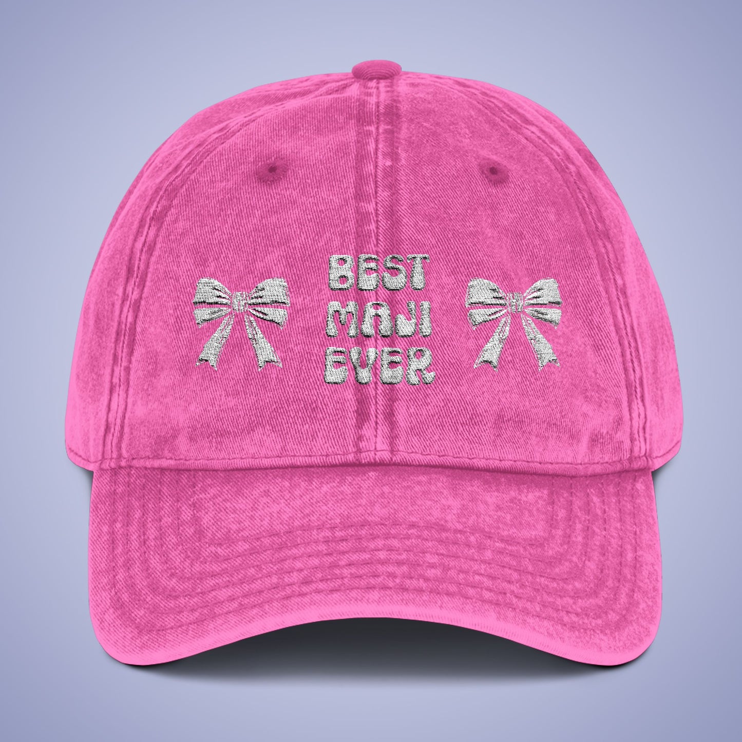 Vintage Best Maji Ever Cap Mothers Day White Embroidered Hat